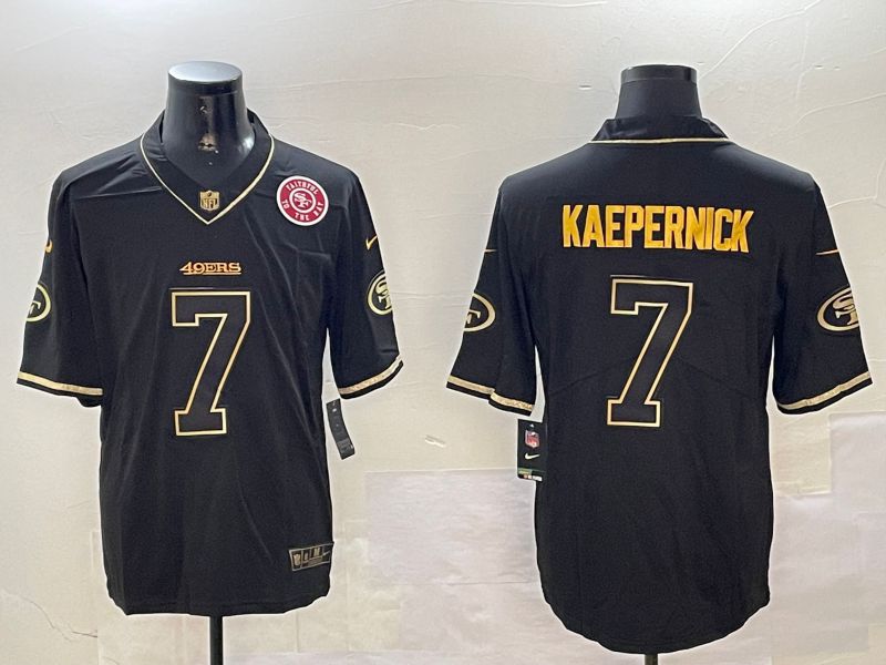 Men San Francisco 49ers 7 Kaepernick Black Gold Throwback 2024 Nike Limited NFL Jersey style 4
